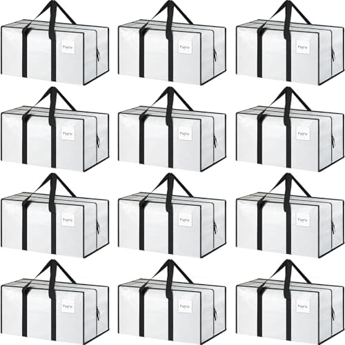 12 Pack Moving Bags, White