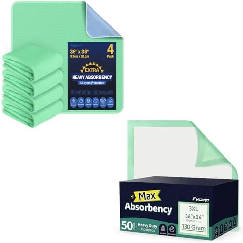 Washable 36 x 36 Four Pack With 50 Disposable Underpads