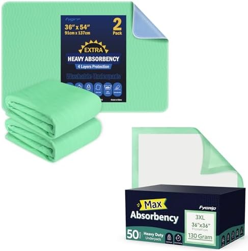 Washable 36 x 54 Two Pack With 50 Disposable Underpads