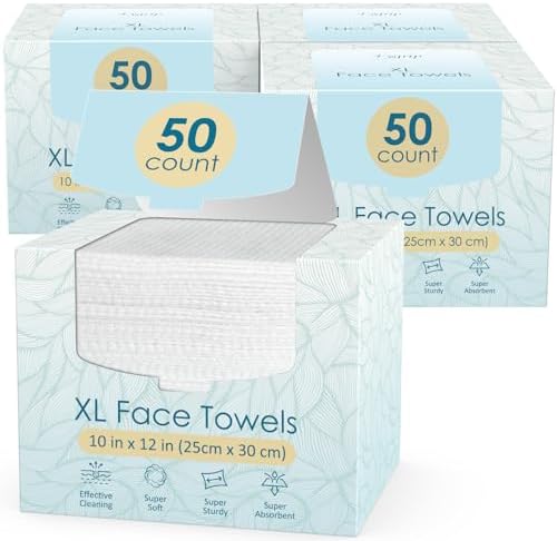 XL Disposable Face Towels, Four Packs of 50